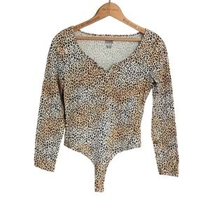 Victoria's Secret Pink Women's Leopard Print Bodysuit Sz S